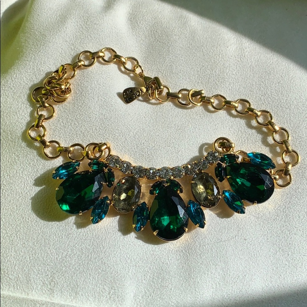 Yochi statementTeal multi stone frontal necklace